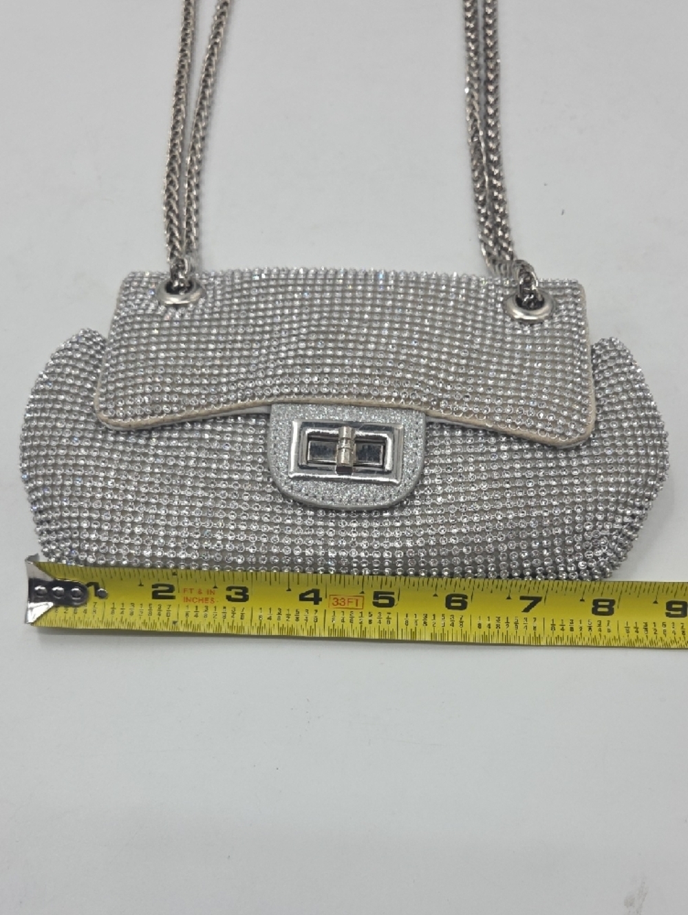 Silver Crystal Chain Shoulder Bag Or Cross Body Bag - Picture 9 of 16